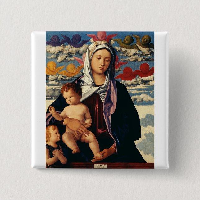 Bellinis Jungfrau und Kind Hochfidelity-Kunst Button (Vorderseite)