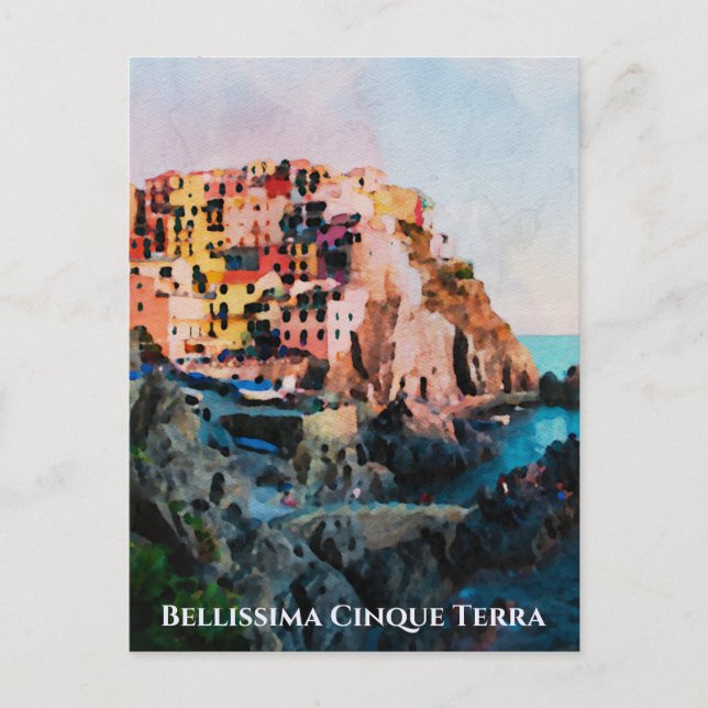 ** Bellissima - Italienische Sprache Cinque Terra Postkarte (Vorderseite)