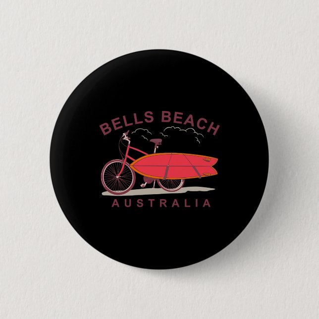 Bells Beach Australien Surfbrett Fahrrad Surfer  Button (Vorderseite)