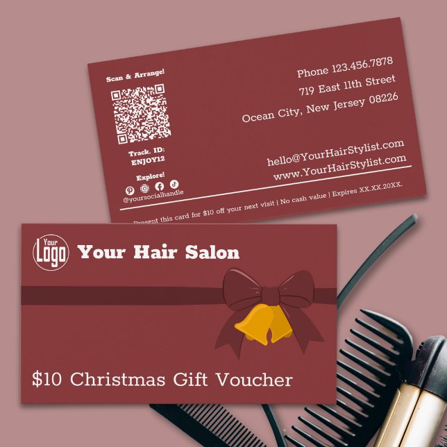 Bells de ruban 10 $ Carte cadeau de Noël (Ribbon Bells $10 Christmas Gift Voucher Card)