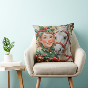 Bells Holly and Horse Christmas Elf Kissen