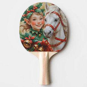 Bells Holly and Horse Christmas Elf Tischtennis Schläger