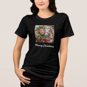 Bells Holly und Horse Weihnachtselfe Tri-Blend Shirt