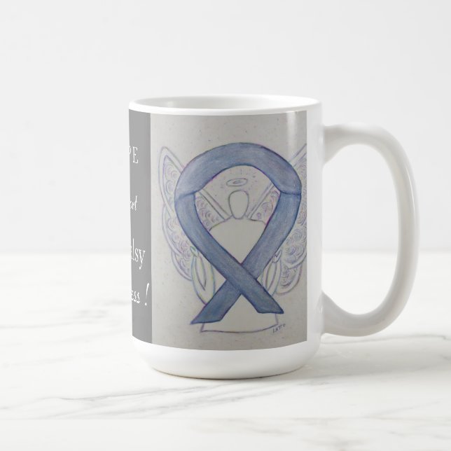 Bell's Palsy Awareness Ribbon Engel Custom Tasse (Rechts)