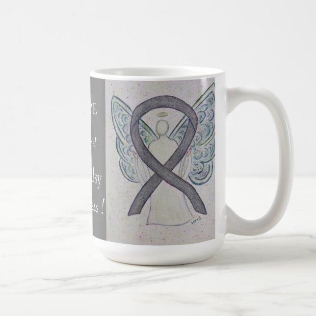 Bell's Palsy Awareness Ribbon Engel Custom Tasse (Rechts)