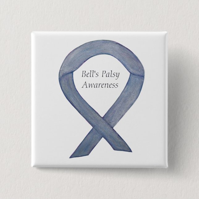 Bell's Palsy Silver Awareness Ribbon Art Button (Vorderseite)
