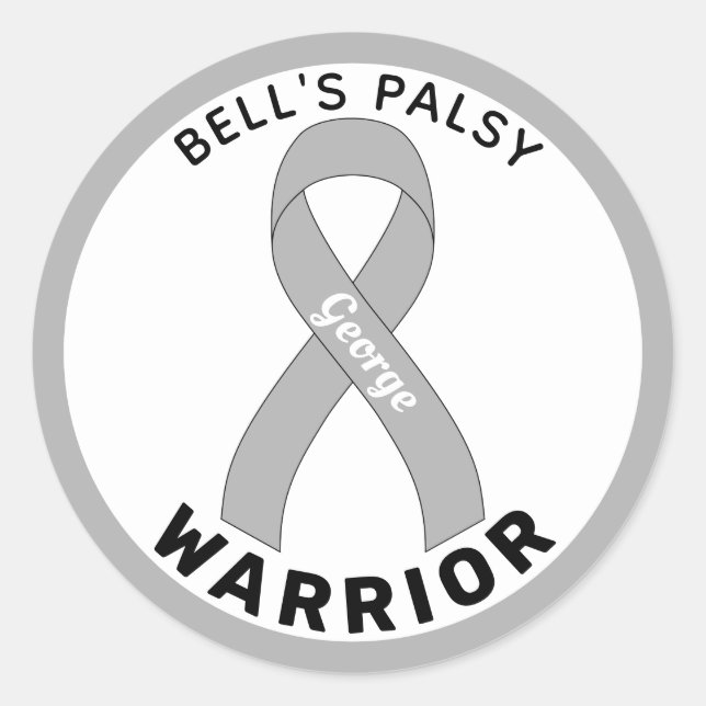 Bell's Palsy Warrior Ribbon White Round Sticker (Vorderseite)