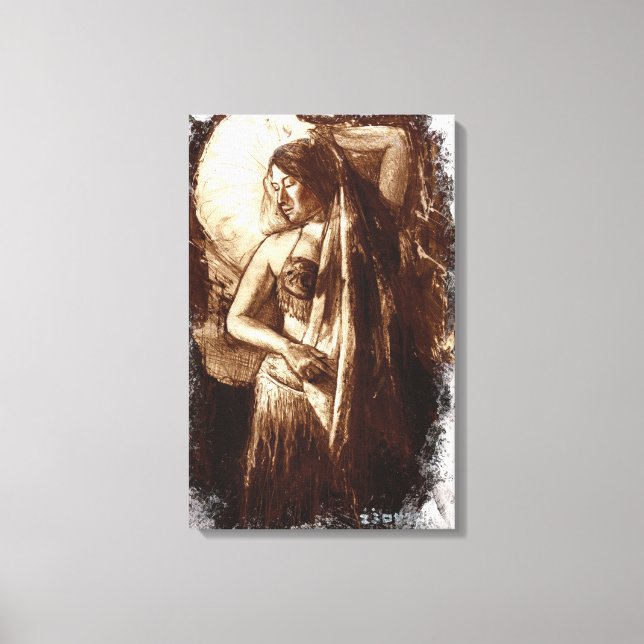 Belly Dancer Female mit Schleier Leinwanddruck (Vorderseite)