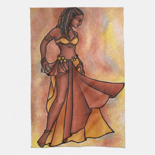 Belly Dancer Goddess Geschirrtuch (Vertikal)