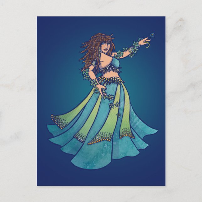 Belly Dancer Ruby Aquamarin Art Postkarte (Vorderseite)