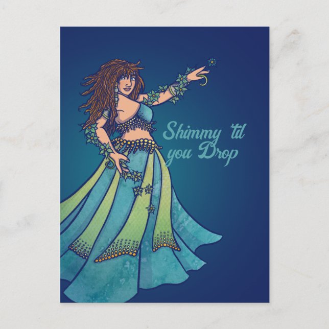 Belly Dancer Ruby Teal Art  Postkarte (Vorderseite)
