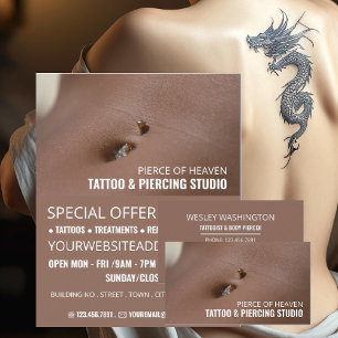 Belly Piercing, Tattooist & Body Piercer Visitenkarte