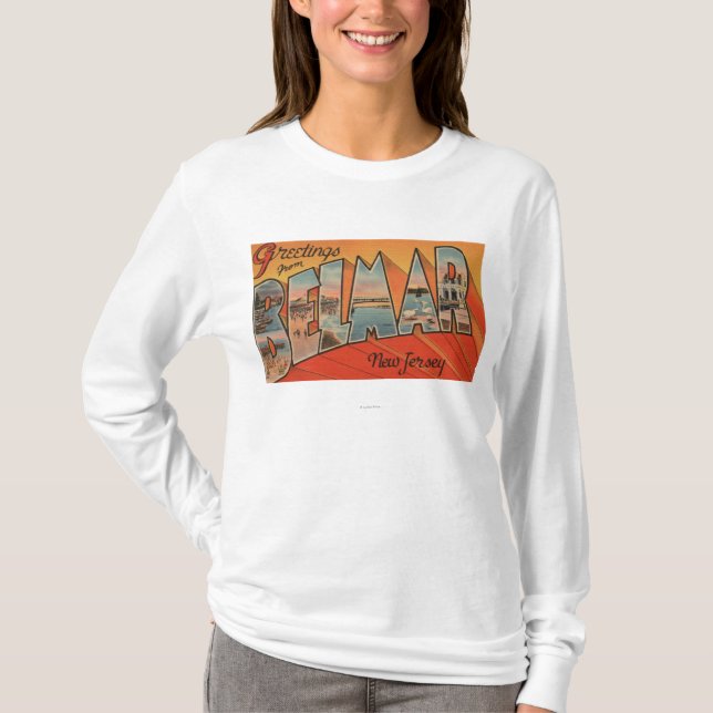 Belmar, New-Jersey - große Buchstabe-Szenen T-Shirt (Vorderseite)