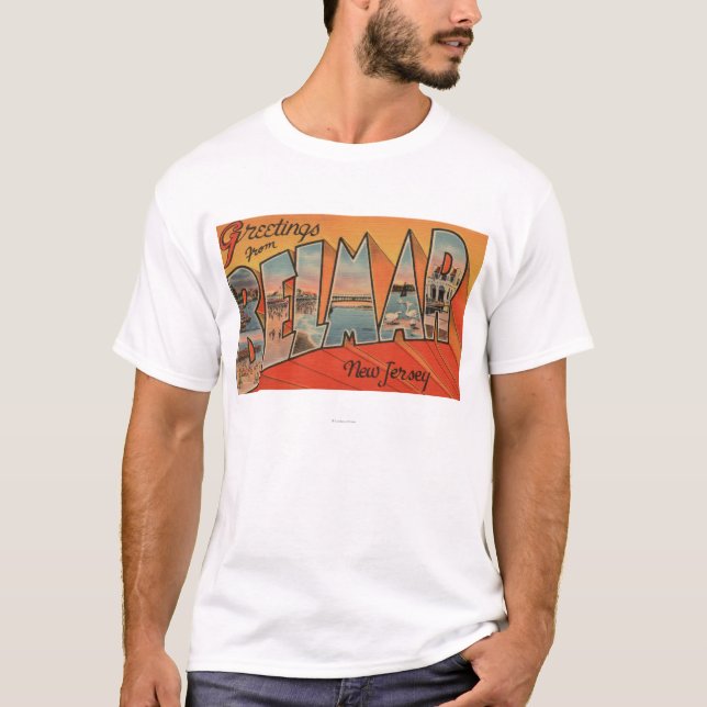 Belmar, New-Jersey - große Buchstabe-Szenen T-Shirt (Vorderseite)