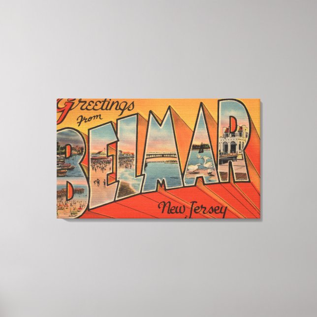 Belmar, New Jersey - Große Buchstabenszenen Leinwanddruck (Vorderseite)