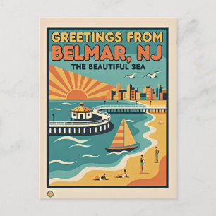 Belmar NJ Jersey Shore Retro Postkarte