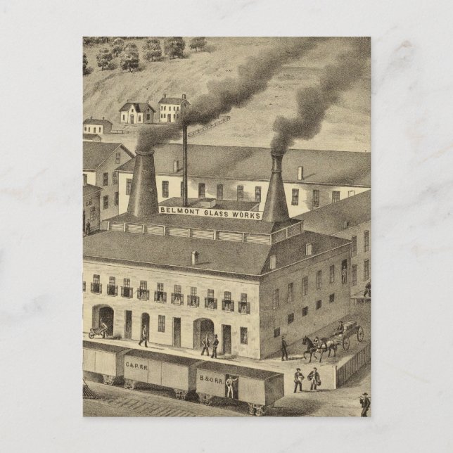 Belmont Glass Works, Bellaire, Ohio Postkarte (Vorderseite)