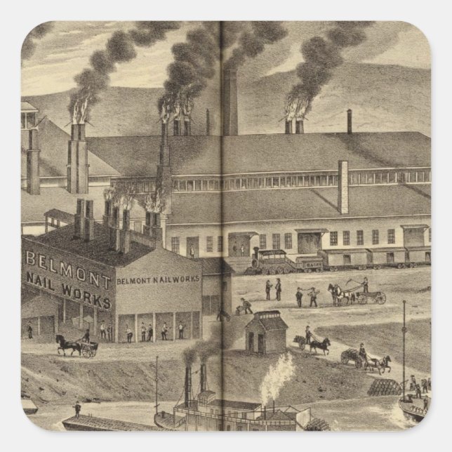 Belmont Nail Works, Wheeling Quadratischer Aufkleber (Vorderseite)