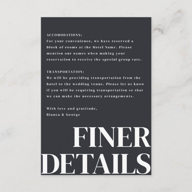 Belmont Vertical Wedding Begleitkarte (Vorderseite)