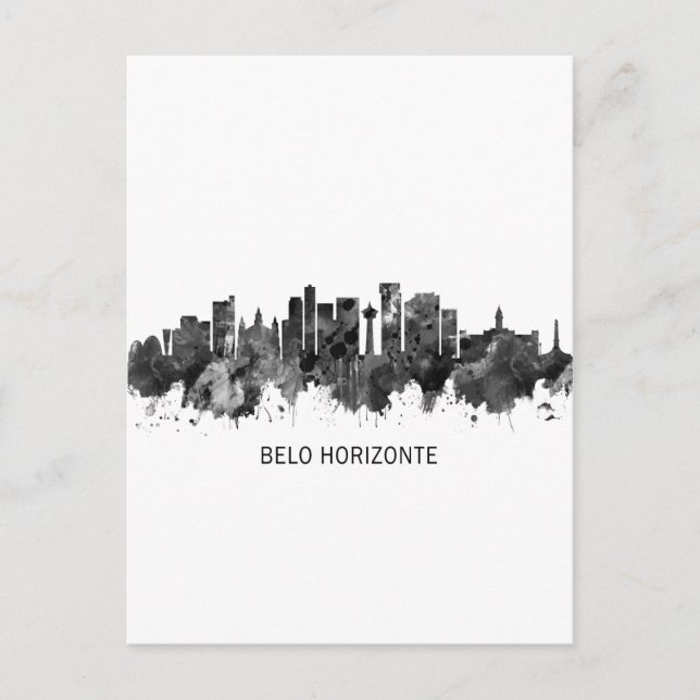 Belo Horizonte Brazil Skyline BW Einladungspostkarte (Vorderseite)