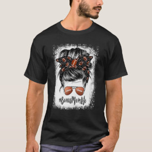 Belogene Bonus Mama Life Messy Bun Football Player T-Shirt