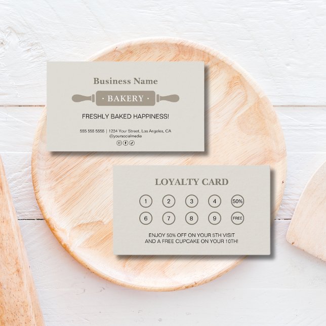Belohnung der Bäckerei Rolling Button Treuekarte (Bakery Rolling Pin Business Reward Loyalty Card)