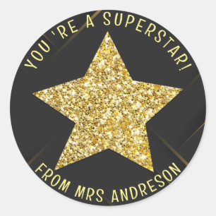 Belohnung für personalisierten Superstar Runder Aufkleber