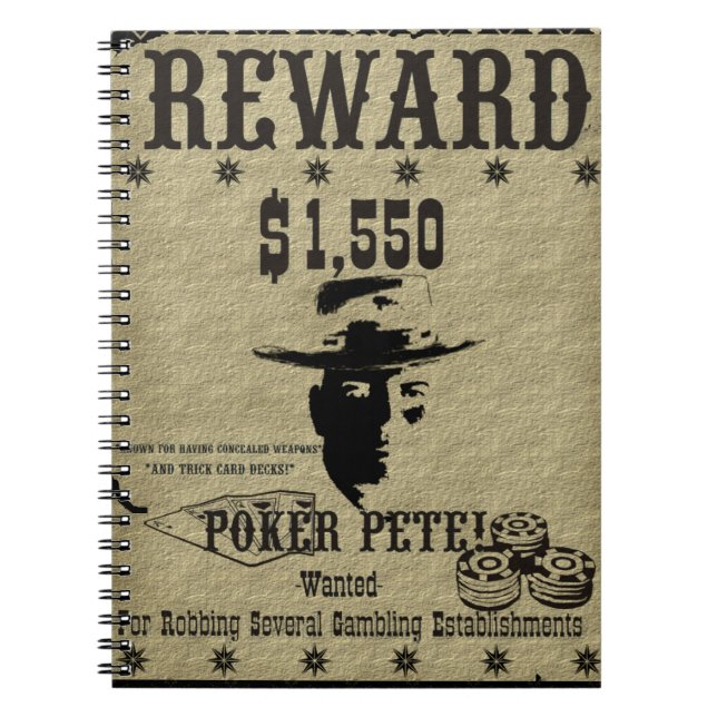 Belohnungs-Plakat-Poker Peter Notizblock (Vorderseite)