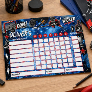 Belohnungsdiagramm Eishockey Personalisiertes Diag Notizblock