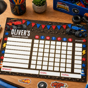 Belohnungsdiagramm Monster Truck Personalisiertes Notizblock