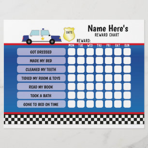 Belohnungsdiagramm Personalisiertes Polizeiauto Pl Flyer