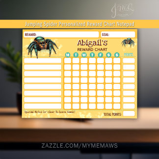 Belohnungsdiagramm Springende Spinne Personalisier Notizblock