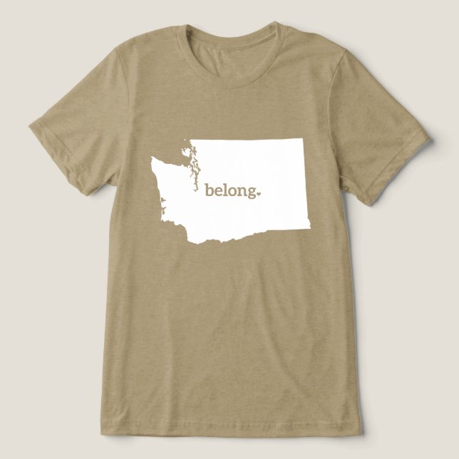 Belong Washington Staat Map, PNW Tri-Blend Shirt (Design Vorderseite)