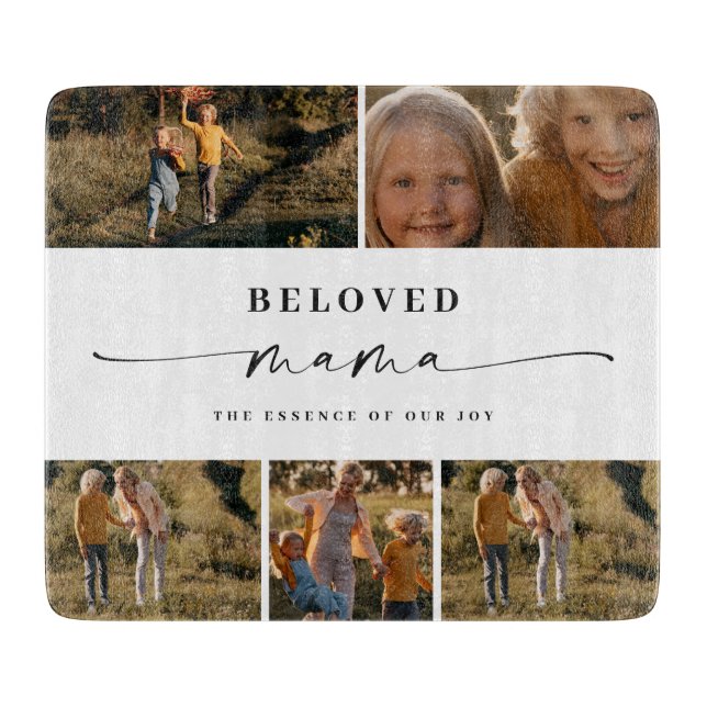 Beloved Mama Mama Happy Mother Day Foto Collage Schneidebrett (Vorderseite)