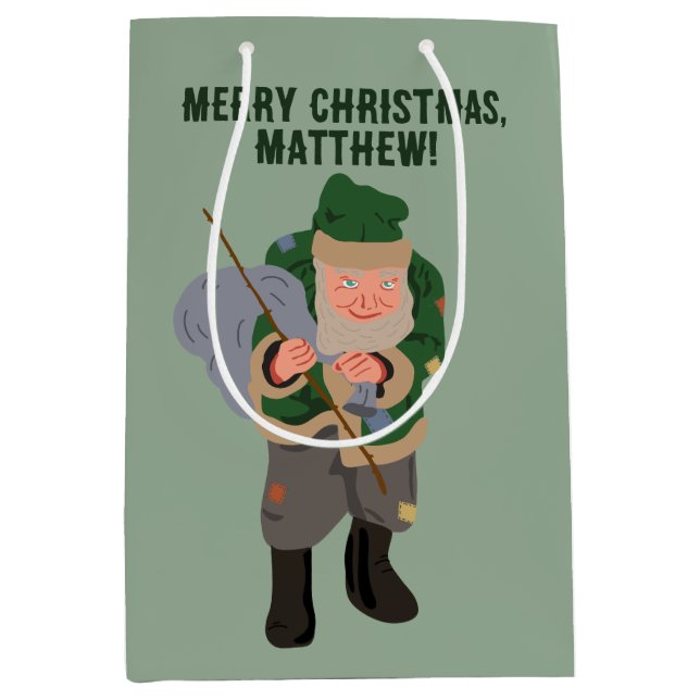 Belsnickel Cartoon Personalisiert Weihnachten Mittlere Geschenktüte (Vorderseite)