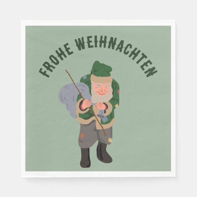 Belsnickel Cartoon Personalisiert Weihnachten Serviette (Vorderseite)