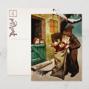 Belsnickel vintage prenant une mauvaise carte post