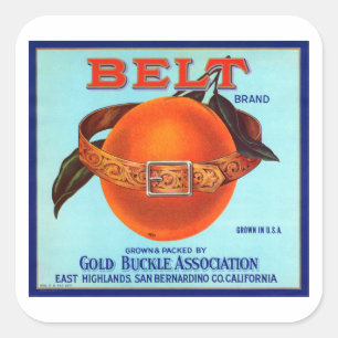 Belt Brand California Orange Quadratischer Aufkleber