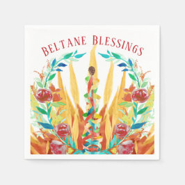 Beltane Bright Summer Maypole Wicca Sabbat Party Serviette