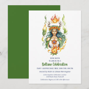 Beltane-Feuer Sommergöttin Floral Sabbat-Party Einladung