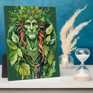 Beltane keltischer Greenman-Waldgott-Sabbat-Altar Fotoplatte