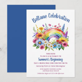 Beltane Sommer Blumen Regenbogen Sabbat-Party Einladung