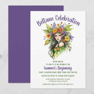 Beltane Sommerfee Blumen-Sabbat-Party Einladung
