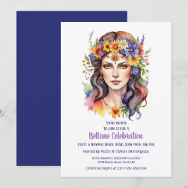 Beltane Sommergöttin Floral Sabbat-Party Einladung