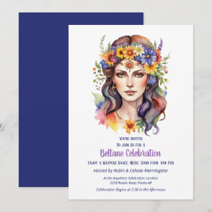 Beltane Sommergöttin Floral Sabbat-Party Einladung