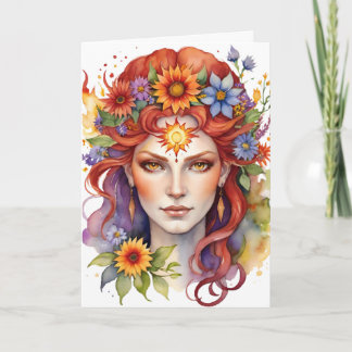 Beltane Summer Goddess Floral Wicca Sabbat  Feiertagskarte