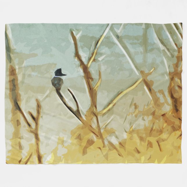 Belted Kingfisher am Rivers Edge Abstrakt Fleecedecke (Vorderseite (Horizontal))