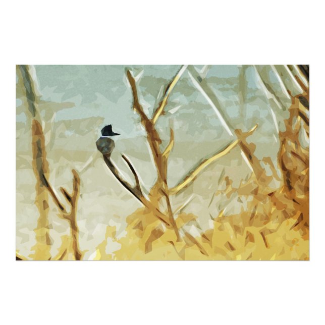 Belted Kingfisher am Rivers Edge Abstrakt Fotodruck (Vorne)