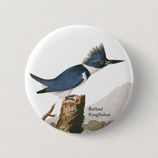 Belted Kingfisher by John James Audubon, Bird Button (Vorderseite)