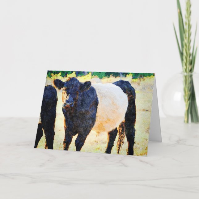 Beltie Kuh Aquarellmalerei Galloway Art Karte (Vorderseite)